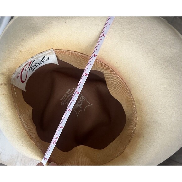 Mr. Charles Vintage Hat  Brown Tan 100% Wool Doeskin Felt Feather - Picture 9 of 9